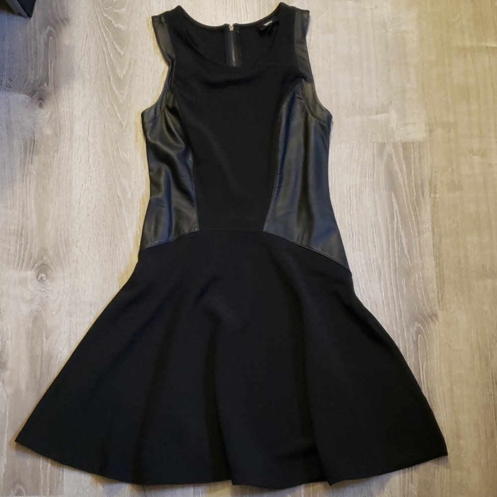 Black Dress with Faux Leather Panels